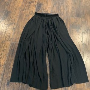 Zara Soft Flowy Wide Leg Black Pant Sz Small